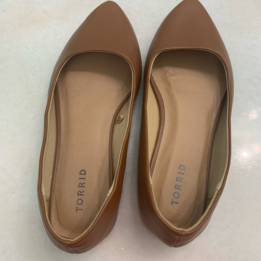 Torrid Pointed toe Flats, Cognac, 10W